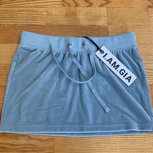 I Am Gia blue velour Mini skirt